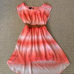 Iz Byer Womens Ombre High-Low Dress Pleated Front Sleeveless Size L Coral Pink